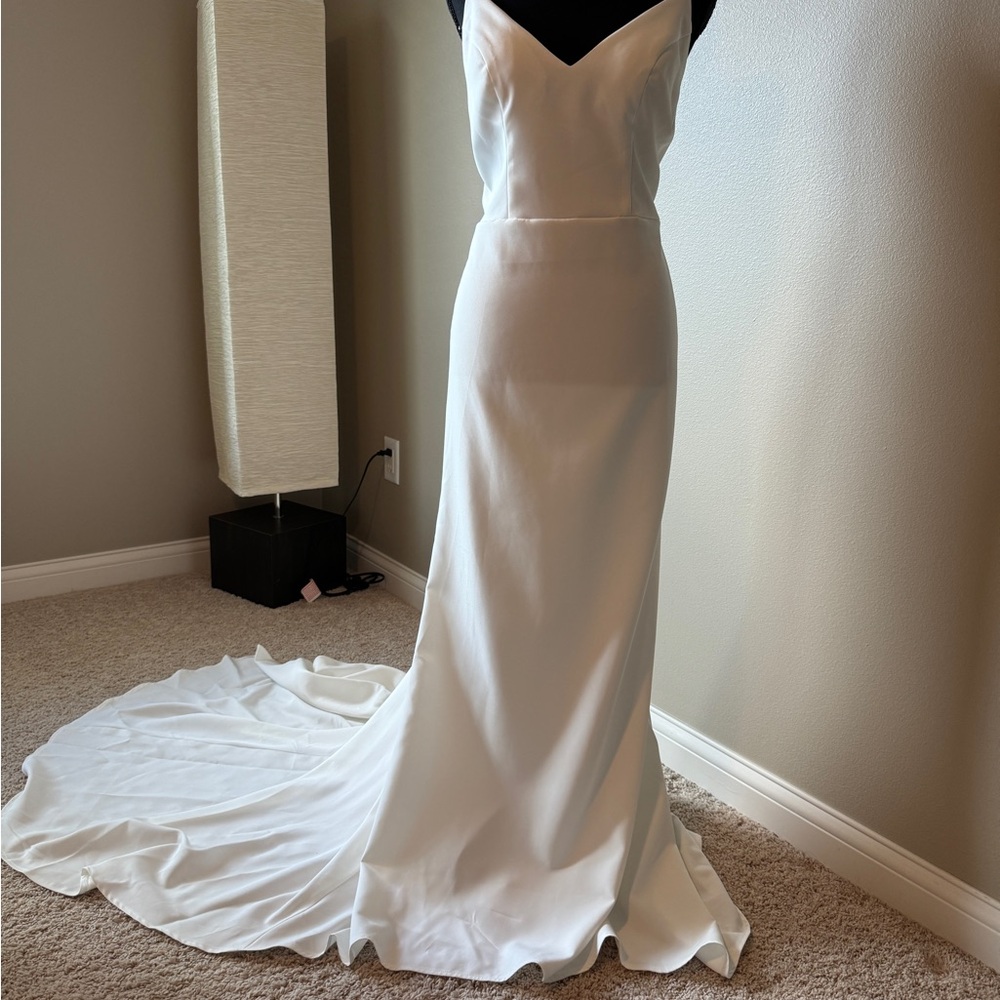 Simple Open Back Fit and Flare Wedding Dress